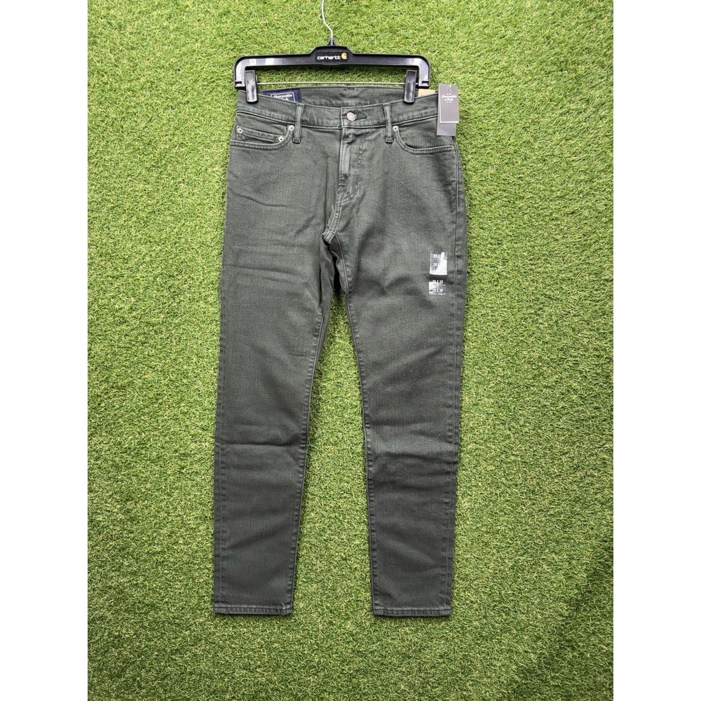 Abercrombie & Fitch Jeans Mens 29x30 Felix Super Slim Dark Green Denim Stretch
